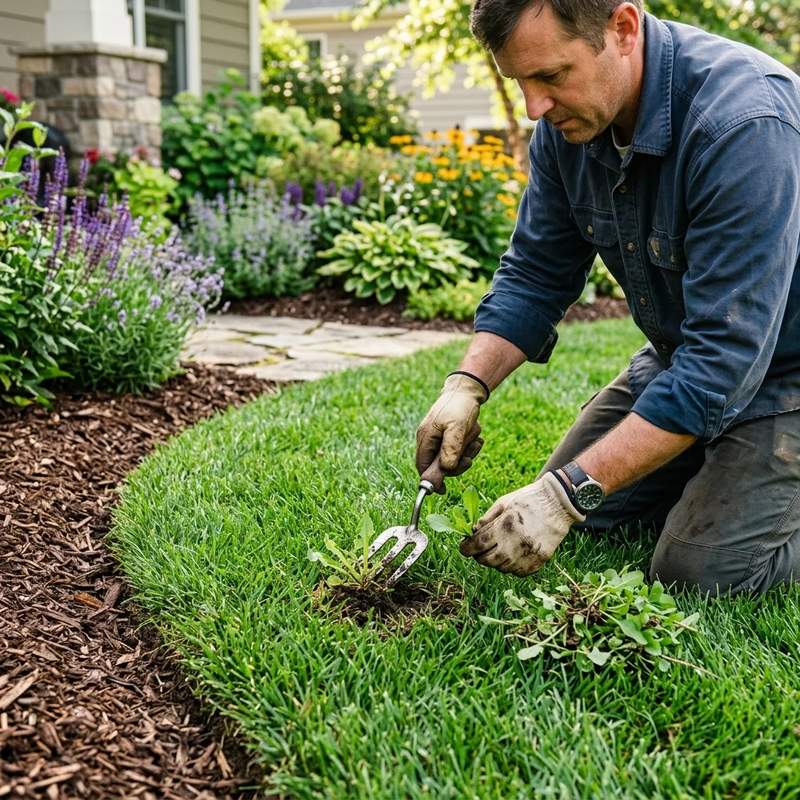 Lush green weed free sod bed