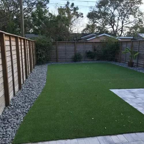 Saggy, weed-infested backyard