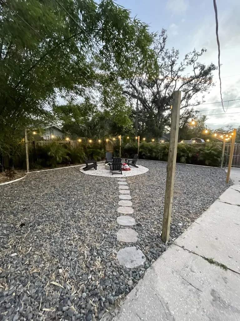 Clean newly laid brick paver patio with sharp edge lining